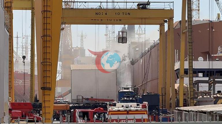 Tuzlada gemi yangını Çok sayıda ekip sevk edildi