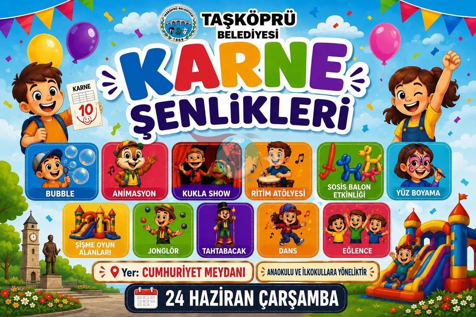 Taşköprü'de Çocuklar İçin Eğlenceli Karne Şenliği Düzenleniyor