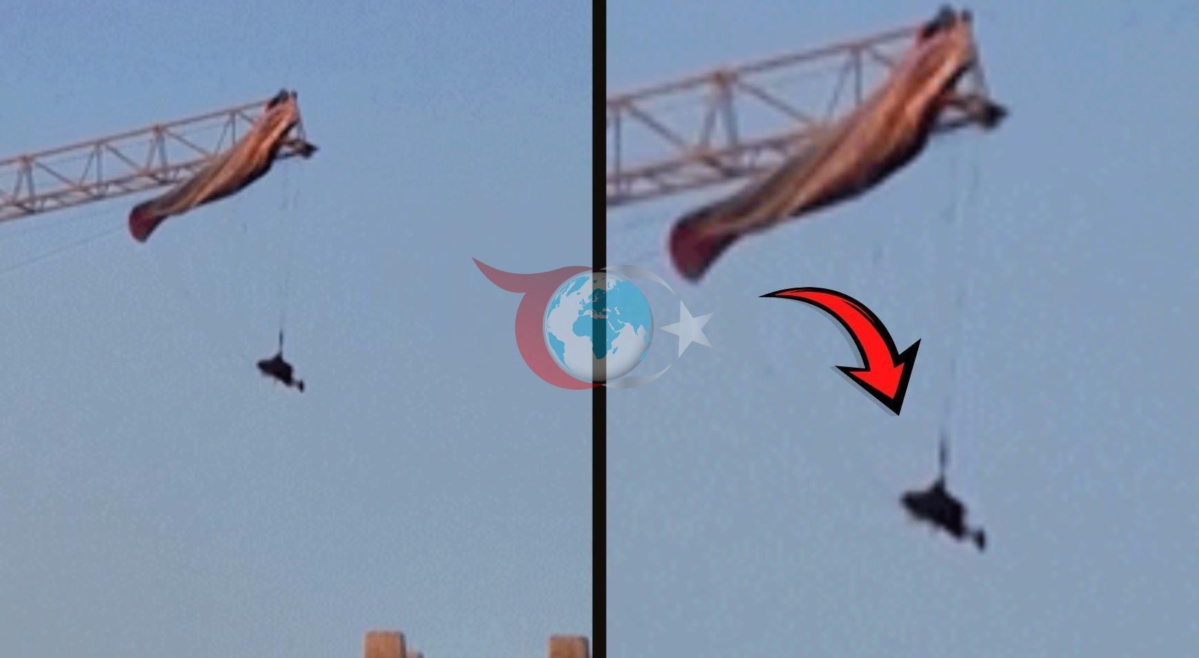 Çində yamac paraşütü inşaat kranında yaxalanıb