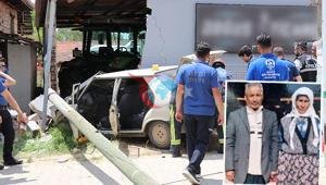 Kontrolden çıkan otomobil depo duvarına çarptı Yaşlı çift olay yerinde can verdi