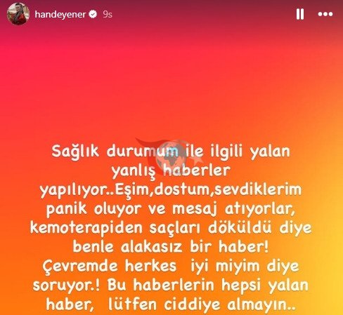 Hande Yener sağlık durumu hakkında bilgi verdi