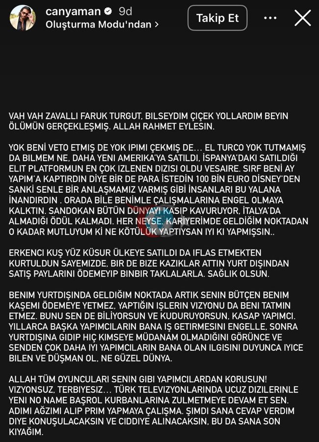 Yıllar sonra gelen hesaplaşma... Can Yaman yapımcısı Faruk Turgut'u topa tuttu - Resim : 1