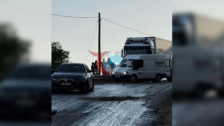 Yola akan mazot faciayı beraberinde getirdi Zincirleme kazada 4 araç birbirine girdi