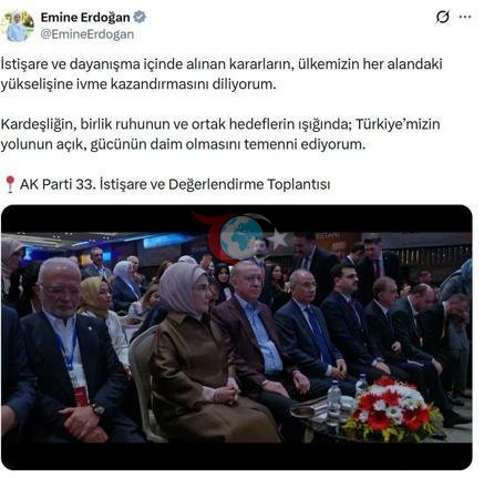 AK Partiya Müşavirə və Qiymətləndirmə Toplantısı ilə bağlı Əminə Ərdoğandan paylaşım