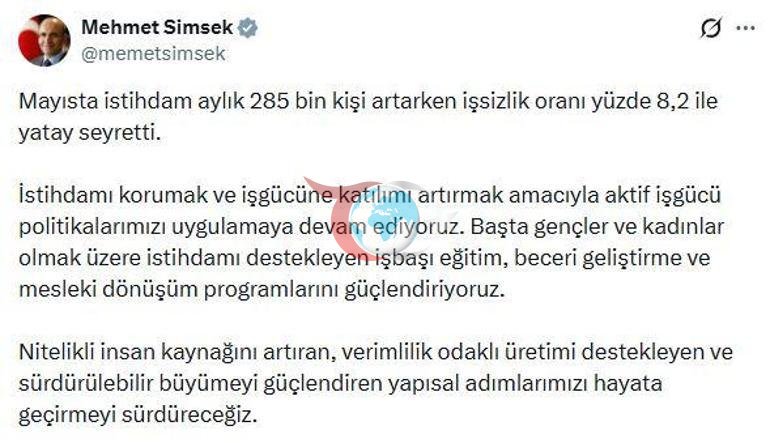 Bakan Şimşek: Aktif iş gücü politikalarımıza devam ediyoruz
