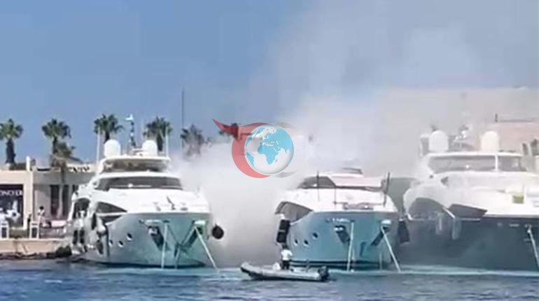 Bodrum marinasında lövbər salan rezin qayıqda partlayış