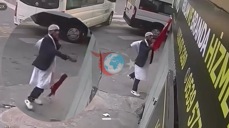 Kağıthane'de Türk Bayrağına Çirkin Saldırı: 11 Suç Kaydı Bulunan Şüpheli Yakalandı