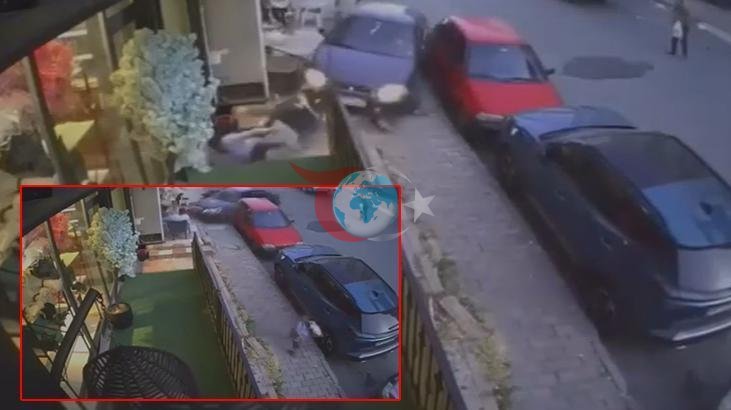 Fren Yerine Gaza Bastı: Kaldırımdaki Yayaya ve Bebek Arabasına Çarptığı Dehşet Anları Kamerada