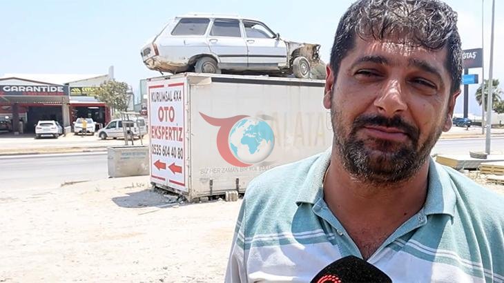 Antakya'da Sıradışı Koruma Yöntemi: Emanet Otomobili Hırsızlardan Korumak İçin Konteynerin Üzerine Kaldırdı