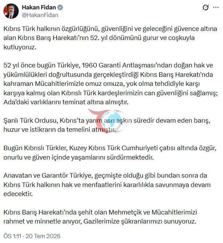 Nazir Fidan: Türkiyə Kipr Türk xalqının hüquq və mənafelərini müdafiə etməyə davam edəcək