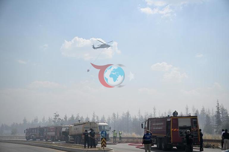 Ankarada yangın Alevler akaryakıt istasyonuna yaklaşınca alarm verildi