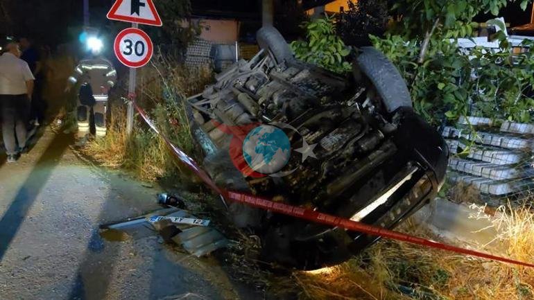 Bursada dəhşətli qəza Aşan avtomobil hasara çarparaq dayana bildi; 2 yaralı 