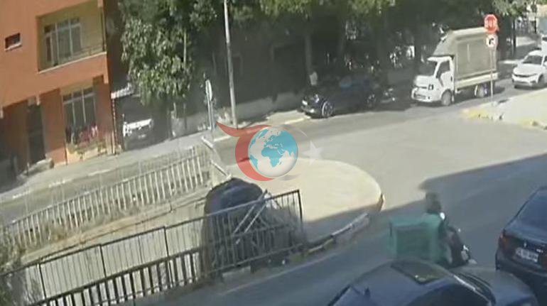 Pendikdə avtomobilin dərəyə uçduğu qəza kameraya düşüb