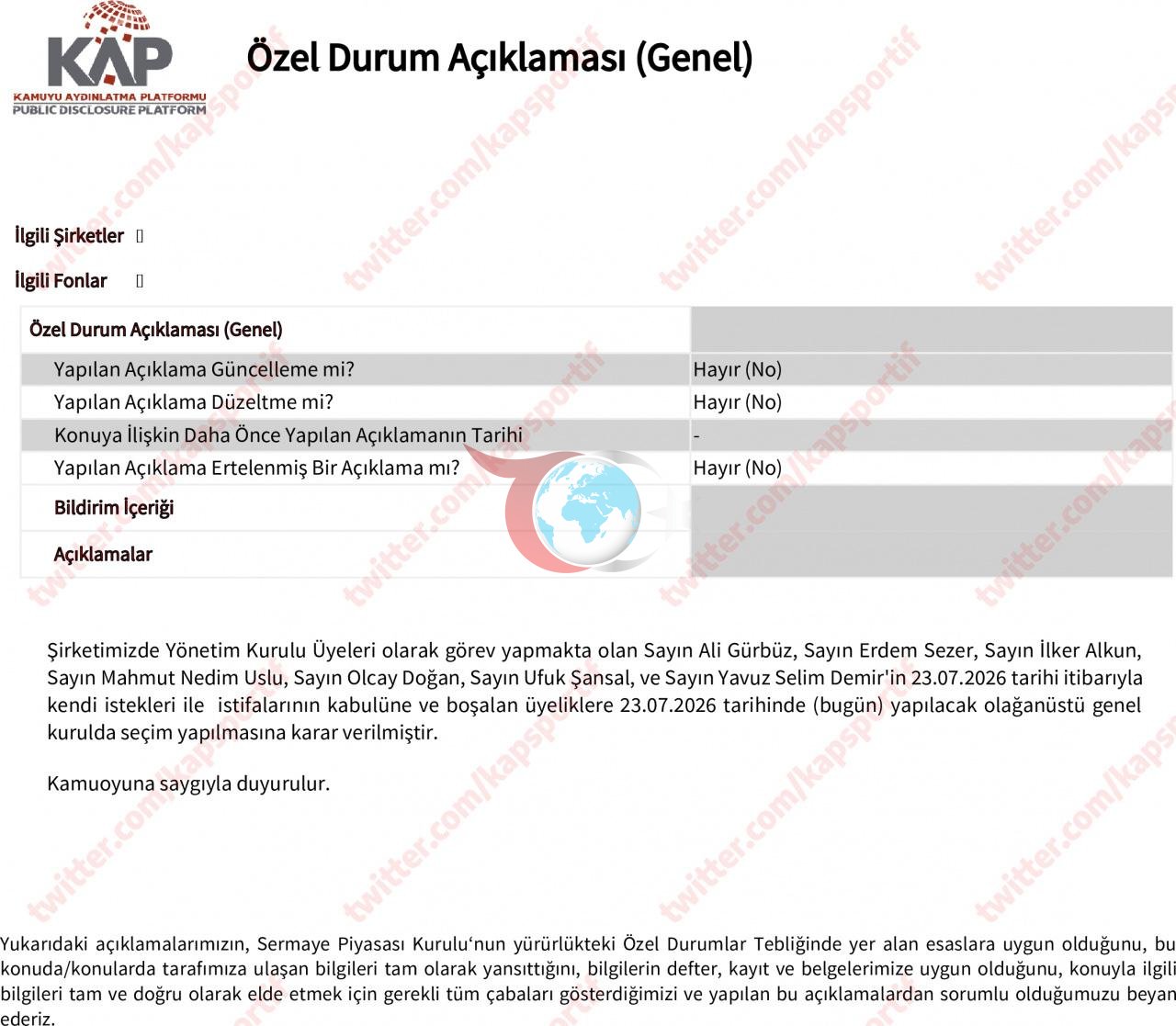 Fenerbahçe'nin KAP açıklaması