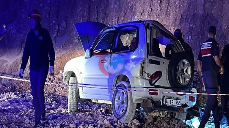 Boluda feci kaza Kontrolden çıkan cip, şarampole yuvarlandı