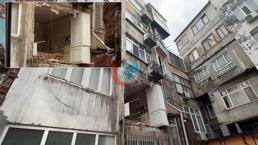 Şişli'de bina duvarı gürültüyle çöktü! 'Deprem oldu zannettik'