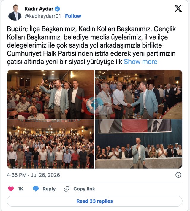 Belediye başkanı ve meclis üyeleri istifa edip Yeni Parti'ye geçti - Resim: 0