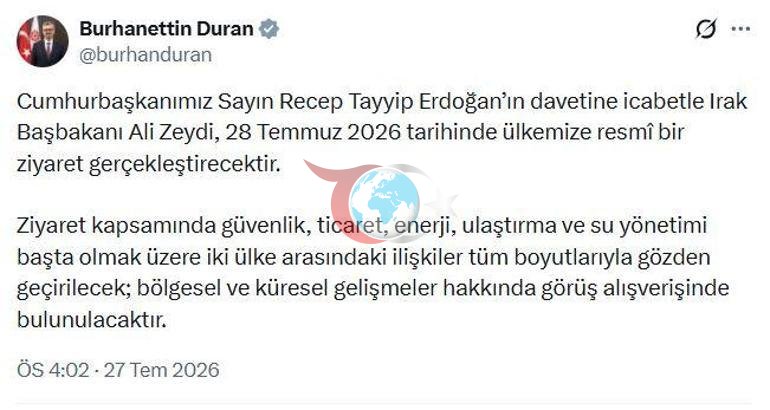 İraq Baş Naziri Zeydi Türkiyəyə gələcək