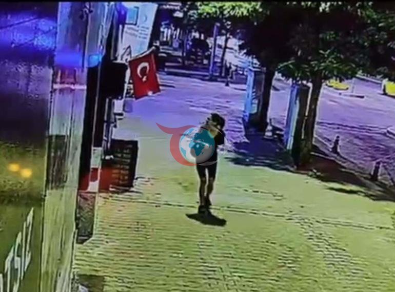O, Türkiyə bayrağını alışqanla yandırıb getdi. Qadının bayraha hücumu kameralara düşüb. width=