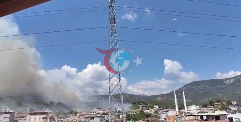 Fire at the foothills of Kazdağları. Smoke is visible from the bay