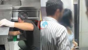 Fuhuş operasyonda şaşırtan görüntü Kadın, mutfak tezgahının altından çıktı
