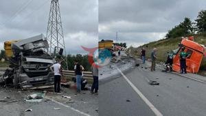 Şile yolunda feci kaza 2 TIR çarpıştı, ortalık savaş alanına döndü