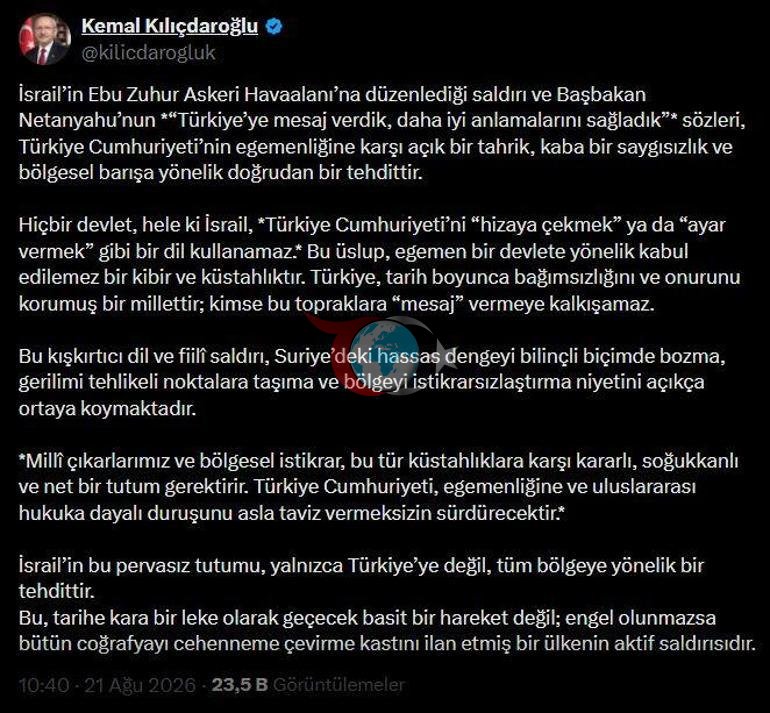 Kemal Kılıçdaroğlu: Kimse bu topraklara mesaj vermeye kalkışamaz