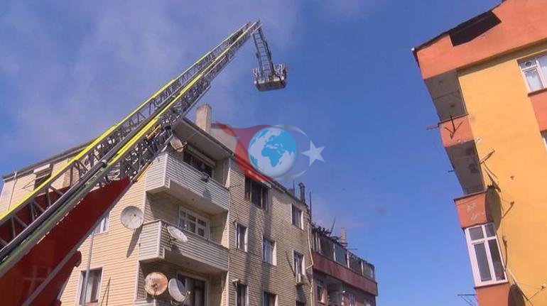 Gaziosmanpaşada çatı yangını Alevler yan binalara sıçradı; 1 ölü
