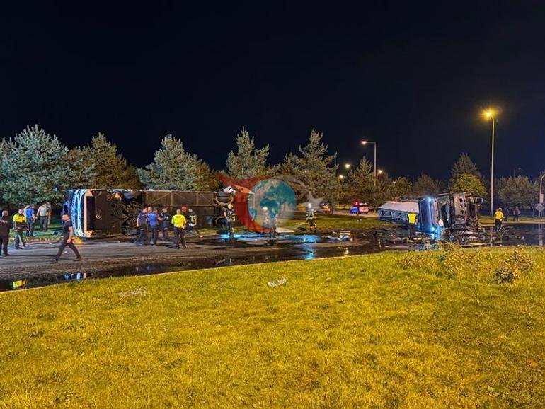 Kayseri’de yolcu otobüsü, yakıt tankeri ile çarpıştı Yaralılar var