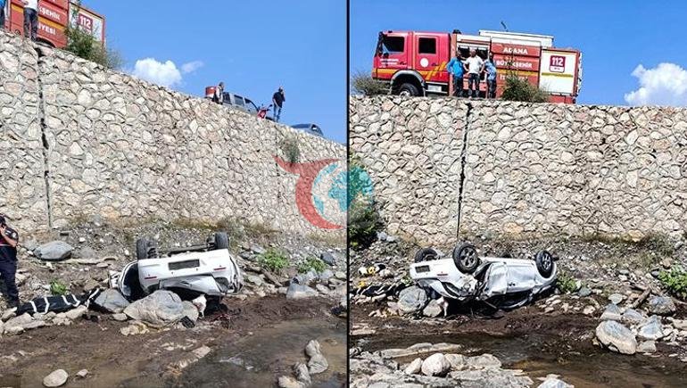 Adana’da feci kaza Otomobil dereye uçtu: 2 ölü, 1 yaralı