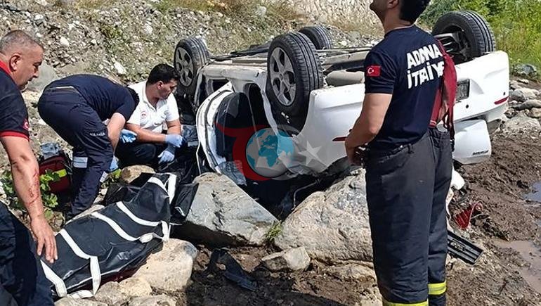 Adana’da feci kaza Otomobil dereye uçtu: 2 ölü, 1 yaralı