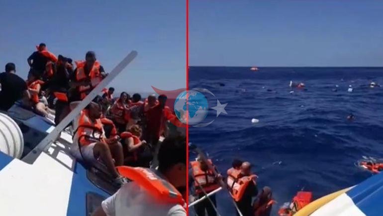 Girnede dehşet anları Alabora olan gemiden görüntüler: Batıyoruz, her şey gitti
