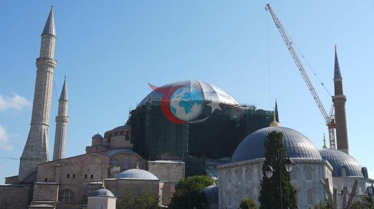 Ayasofyanın mehrab hissəsində günbəzdə möhkəmləndirmə işlərinə başlanır