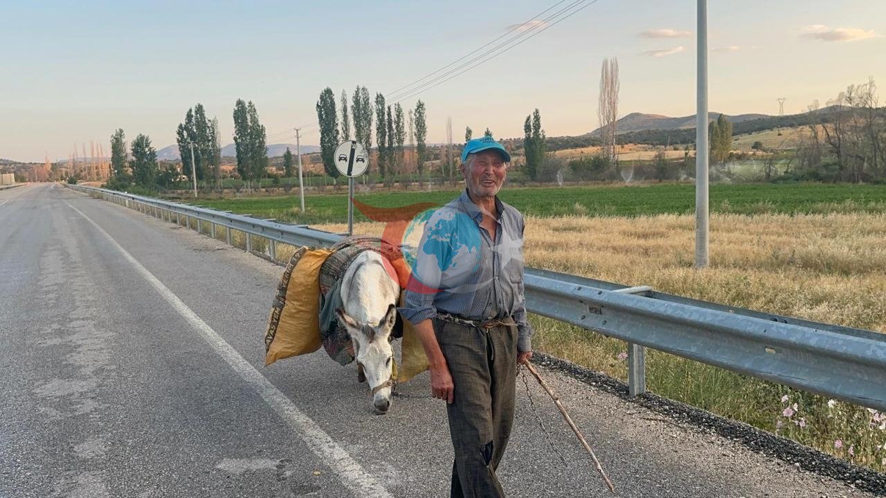 74 yaşındaki çiftçi ve eşeği
