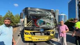 Beşiktaş'ta İETT otobüsü iş makinesiyle çarpıştı! Yaralılar var