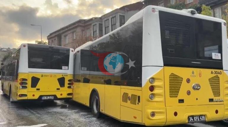 Şişhane’de İETT otobüsleri çarpıştı Yola döküldü sürücüler zor anlar yaşadı