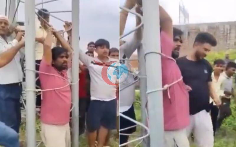 Hindistan'da internet altyapısındaki problemi çözmek üzere bir köye gelen teknisyen, köylüler tarafından kuleye bağlandı.