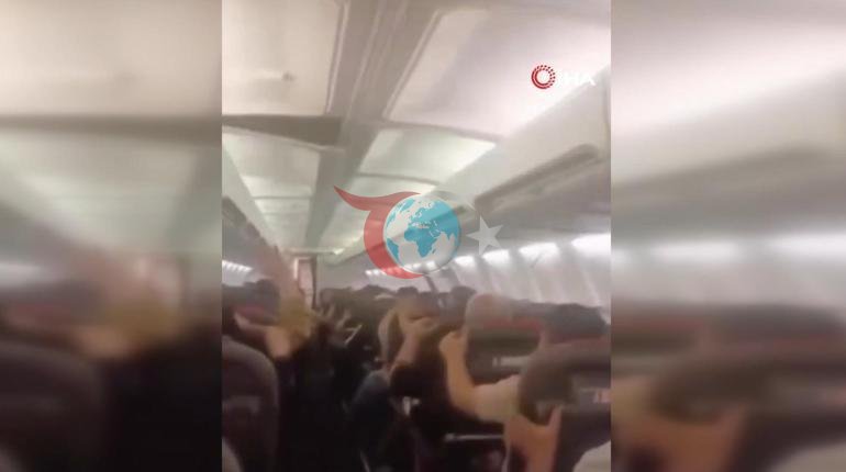Yolcu uçağında korkunç anlar kamerada Kabinin tavanı böyle çöktü