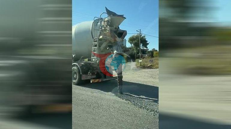 Hem gitti hem döktü… Beton mikserini gören telefona sarıldı