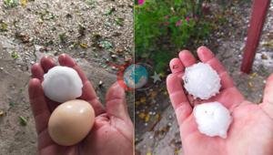 Osmaniye'ye yumurta böyüklüyündə dolu yağdı, görənlər gözlərinə inanmadı
