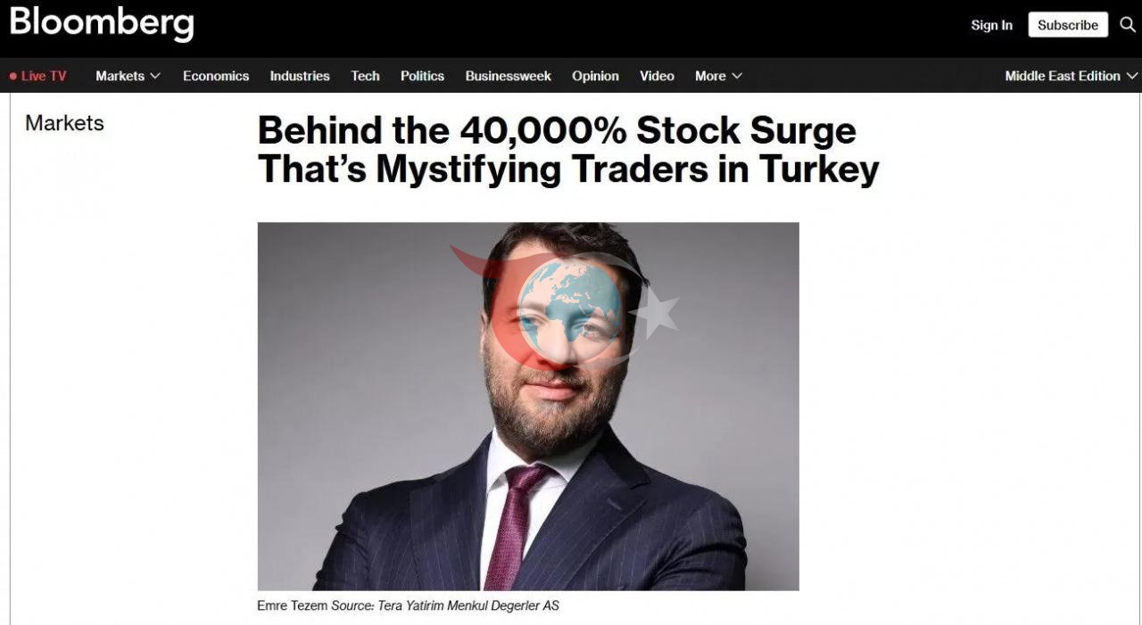 Bloomberg сәйкес жаңалықтарының скриншоты.