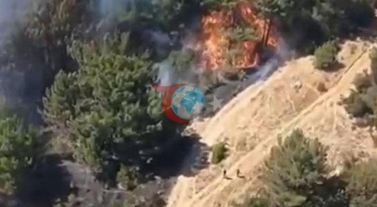 Balıkesirdə qorxulu yanğın. Alovlar meşəyə sıçradı