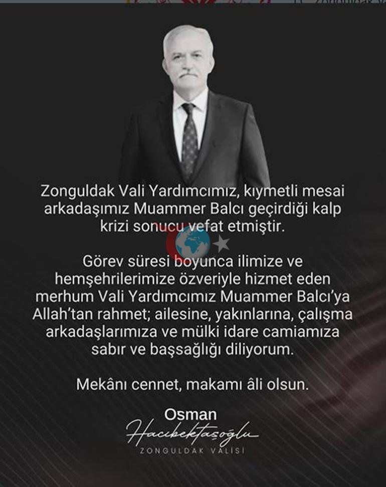 Vali yardımcısı kalp krizinden hayatını kaybetti