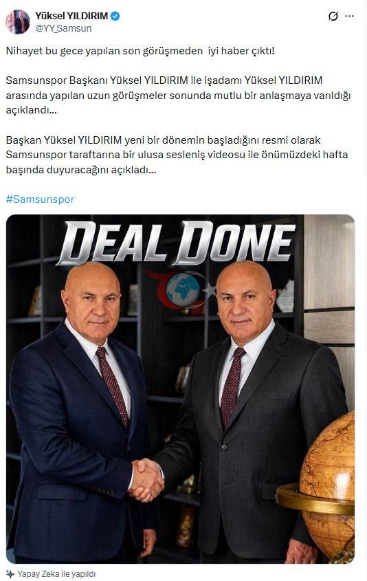 Samsunspor Başkanı Yüksel Yıldırım Kendisiyle Anlaştığını ve Yeni Dönemi Açıklayacağını Duyurdu
