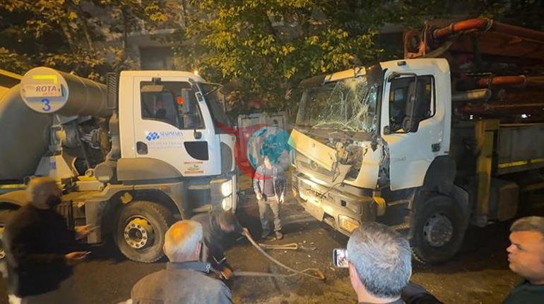 Avcılarda dehşet anları: Yokuşta kayan beton pompası 7 aracı hurdaya çevirdi