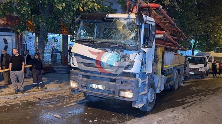 Avcılarda dehşet anları: Yokuşta kayan beton pompası 7 aracı hurdaya çevirdi