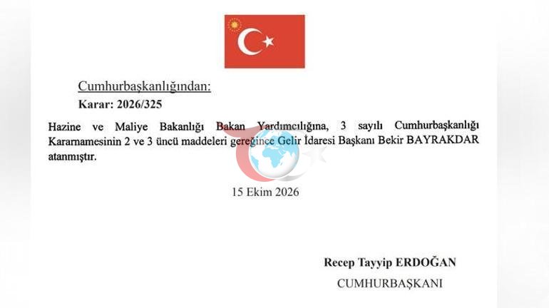 Hazine ve Maliye Bakan Yardımcılığına Bekir Bayrakdar atandı
