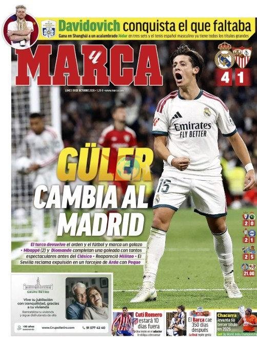 Arda Güler Real Madrid'in Sevilla karşısındaki 4-1'lik galibiyetinde performansıyla İspanyol basınında öne çıktı - görsel 2