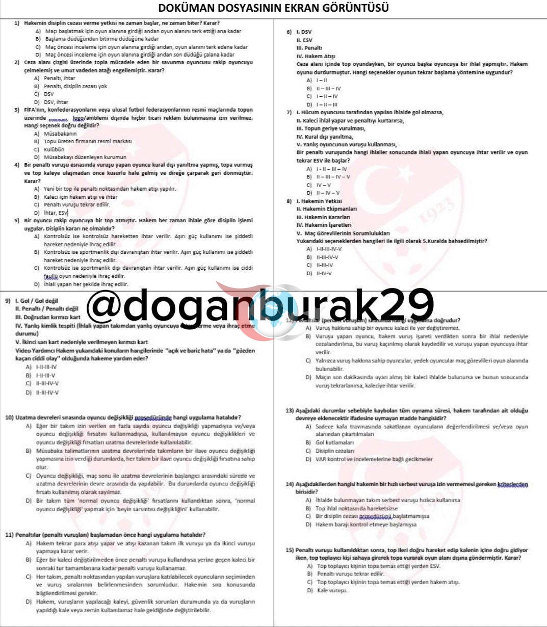 Türkiye Faal Futbol Hakemleri ve Gözlemcileri Derneği İstanbul Şubesi'nde sınav soruları bulundu