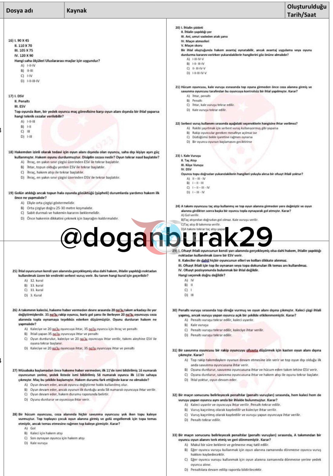 Türkiye Faal Futbol Hakemleri ve Gözlemcileri Derneği İstanbul Şubesi'nde sınav soruları bulundu - görsel 2